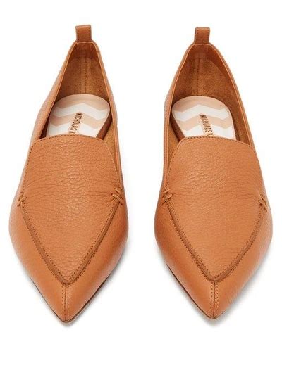 Nicholas Kirkwood Beya Point Toe Grained Leather Loafers In Orange