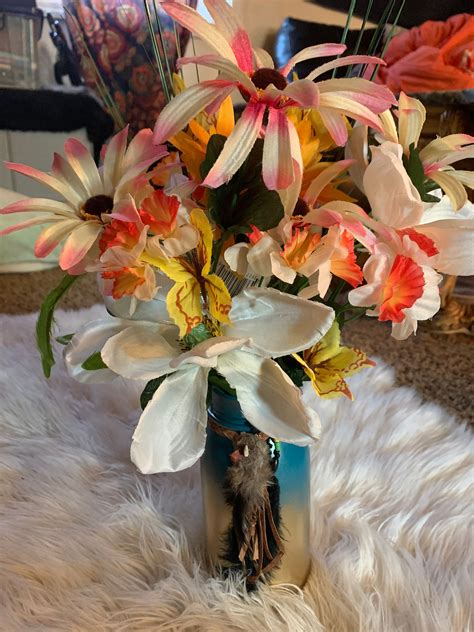 Boho Vase And Flower Arrangement Etsy