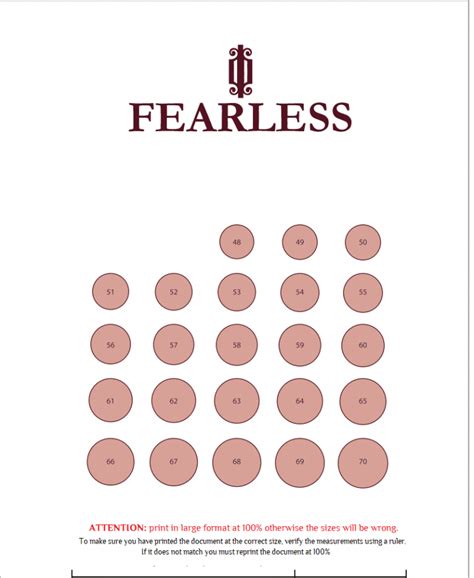 Ring Size Chart Fearless Jewellery