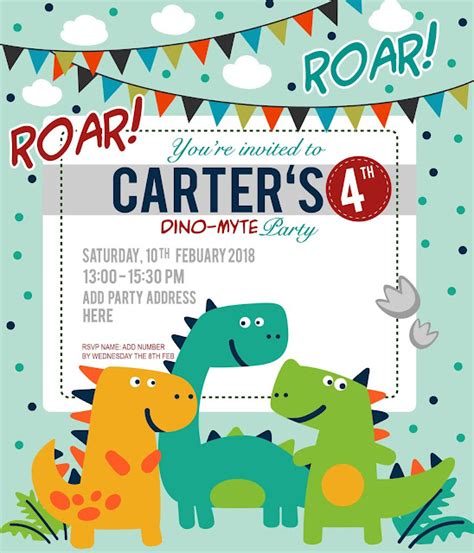 Dinosaur Birthday Invitation Miss Rich