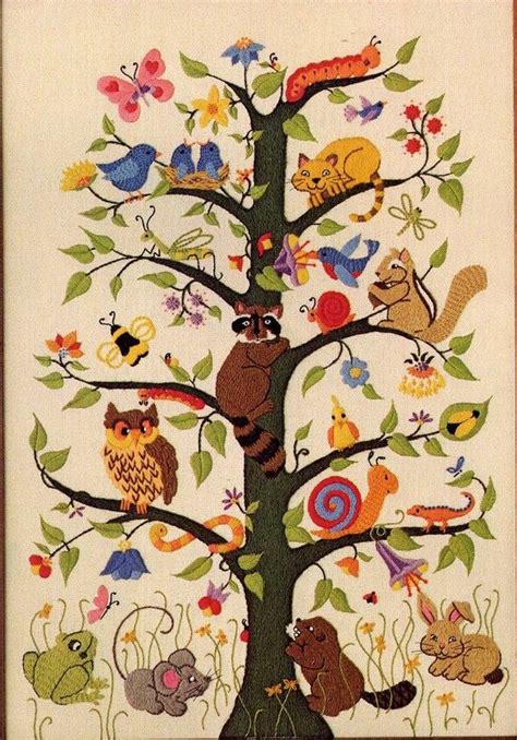 Vintage 1981 Tree Of Life Crewel Embroidery By Allsfairyvintage Crewel