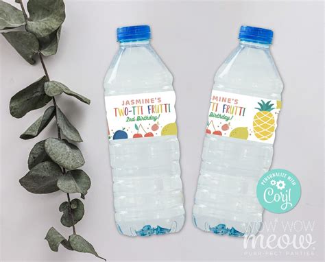 Tutti Frutti Water Bottle Twotti Frutti Labels Editable 2nd Fruity
