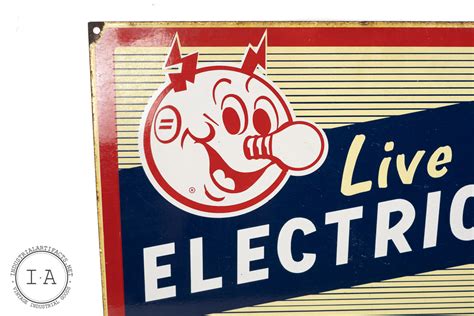 C 1950 Reddy Kilowatt West Penn Porcelain Enamel Sign Industrial