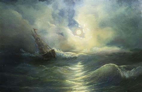 Storm Ravaged Ship By Vladimir Bibikov Ship Paintings Ship Art Old