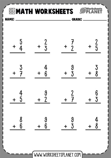 One 1 Diggit Addition Worksheets
