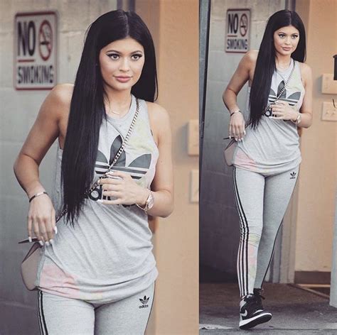 Kylie Jenner Adidas Gray Grey Set Casual Fall Outfits Kylie Jenner