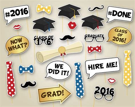 Printable Graduation Photo Booth Props Graduation By Chalkyprints