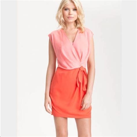Pink And Red Colorblock Wrap Dress Pink Summer Dress Coral Dress