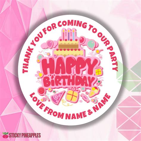 48x Personalised Birthday Stickers Labels Thank You For Coming Etsy