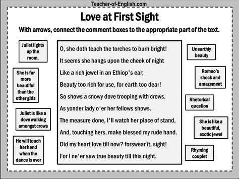 Romeo And Juliet Lesson 14 Act 1 Scene 5 Love At First Sight Worksheet English 4th Grade