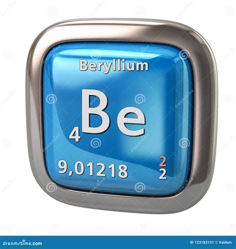 Beryllium As Element 4 Of The Periodic Table 3d Animation On Blue