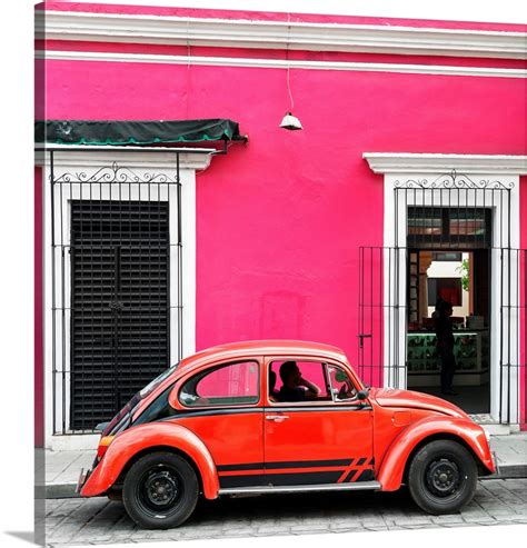 Pink And Red Vw Beetle Car Wall Art Canvas Prints Framed Prints Wall