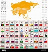 vector maps and flags of all asian countries arranged in alphabetical ...