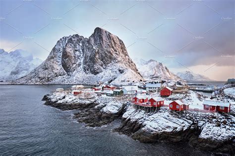 Hamnoy Fishing Village On Lofoten Islands Norway Graphics Creative