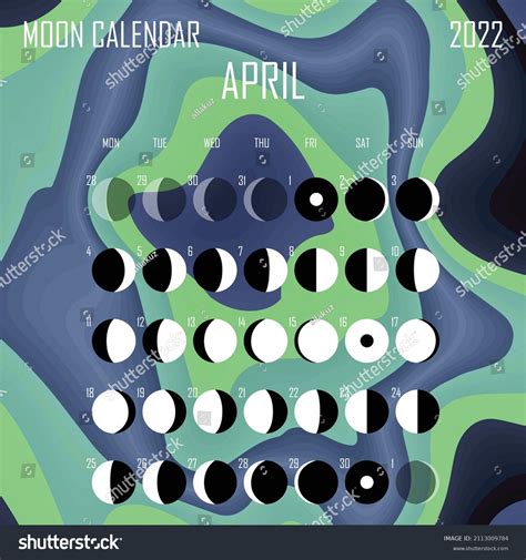 April 2022 Moon Calendar Astrological Calendar Stock Vector Royalty