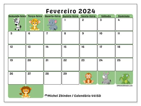 Calendário De Fevereiro De 2024 Para Imprimir “441sd” Michel Zbinden Pt