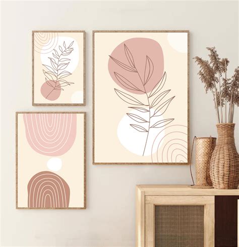 Boho Wall Art Set Of 3 Prints Abstract Gallery Wall Set Etsy In 2021