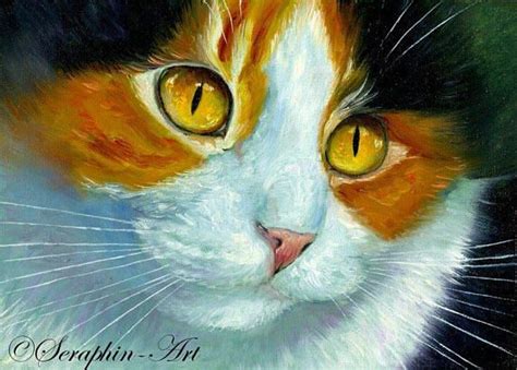 Calico Cat Original Oil Painting Cat Painting Painting Oil Painting