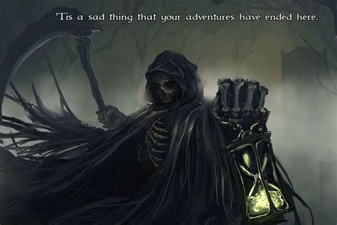 Grim Reaper Tis A Sad Thing That Your Adventures Have Ended Blank