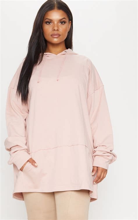 Plus Dusty Pink Oversized Hoodie Prettylittlething