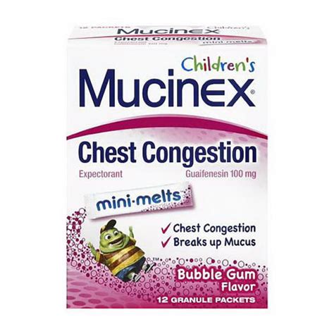 Mucinex Mini Melts 100mg Guaifenesin Granule Packets 12 Oz 6 Pack
