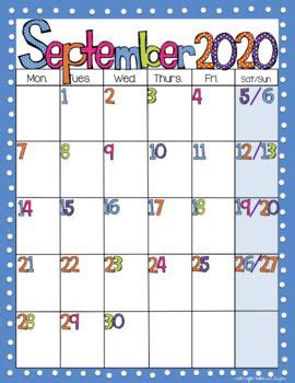 Download your free 2021 printable calendar. Editable FREE Bright Polka Dot Monthly Calendars 2020-2021 ...