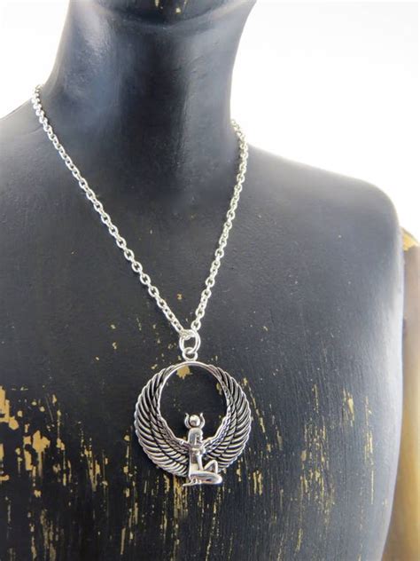 Sterling Silver Isis Necklace Egyptian Goddess Isis Necklace Etsy