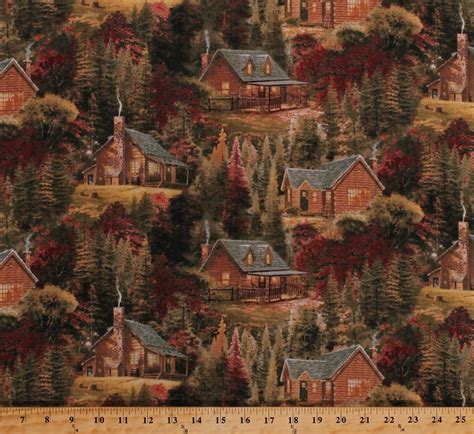 Cotton Thomas Kinkade Cabins Cottages Houses Homes Pine Trees Woods