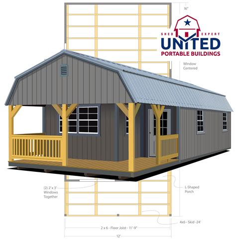 12'x24′ • 12'x28′ • 12'x32′. 12X24 Lofted Cabin Layout : Storage Sheds Barns Cabin ...