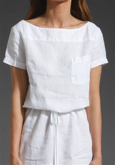 James Perse Linen Shirt Dress In White Lyst