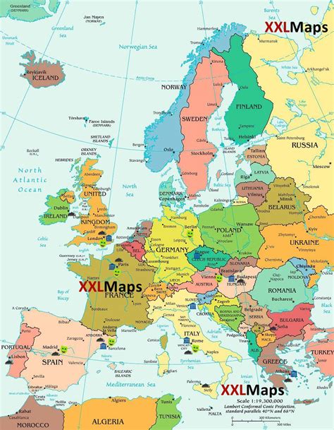 Una rappresentazione della cartina geografica dell'europa. La mappa politica del Europa - download gratuito per ...