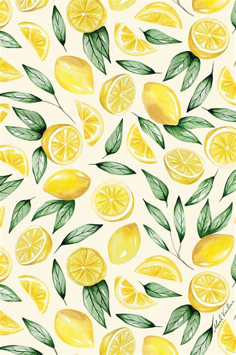 Lemon Pattern Maral Varolian In 2020 Watercolor Pattern Design