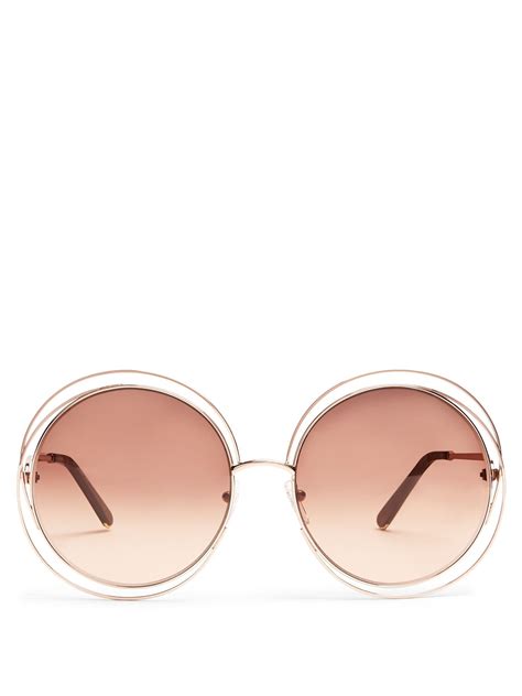 Fashion Accessories Sunglasses Glasses Pink Chloé Carlina Round Frame Sunglasses Round Metal