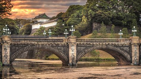 Image Tokyo Japan Imperial Palace Bridge Bridge River 1920x1080