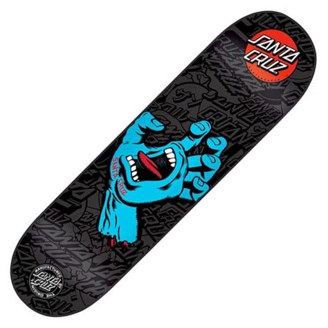Board Santa Cruz Skateboards Screaming Hand Deck Black Blue 76 Pouces