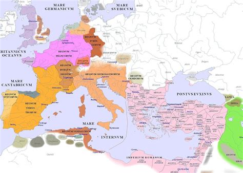 Map Of Europe In 500 Ad After Mass Migrations Of Germanic Tribes And