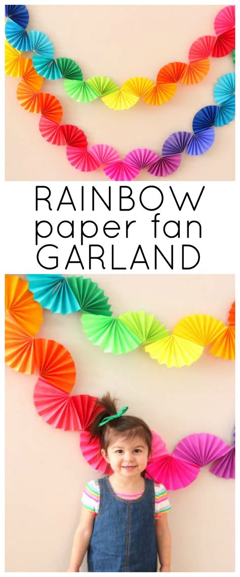 Rainbow Paper Fan Garland Diy Ice Cream Off Paper Plates