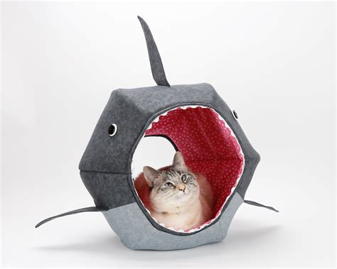 Great White Shark Cat Ball A Funny Cat Cave Bed For Shark Etsy