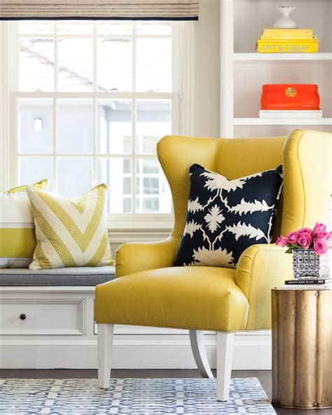 The very light grey wall in this room is the mate of the vibrant butter yellow accent wall. Yellow Wingback Chair - Contemporary - living room ...