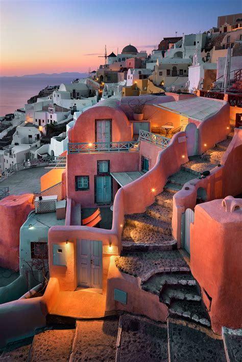 Oia Village In The Evening Santorini Greece Beautiful Places To