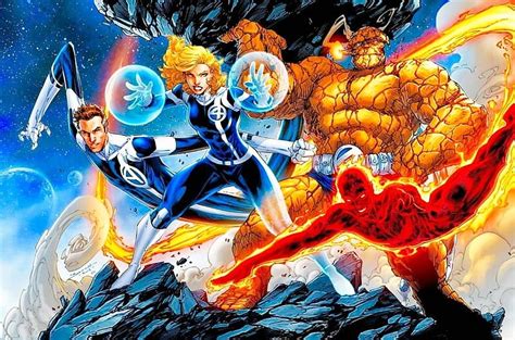 Cuatro Fantásticos Cómics Superhéroes Maravilla Fondo De Pantalla
