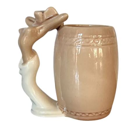 Vintage Dorothy Kindell Nude Stripper White Dress Ceramic Mug Barware