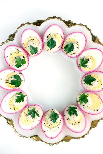 Beautiful Beet Dyed Deviled Eggs