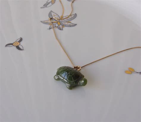 Vintage Jade Turtle Pendant Hand Carved Miniature Etsy Turtle