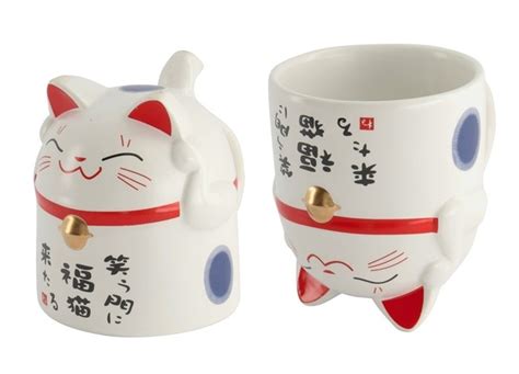 Maneki Neko Kawaii Lucky Cat Blue Mug 350 Ml