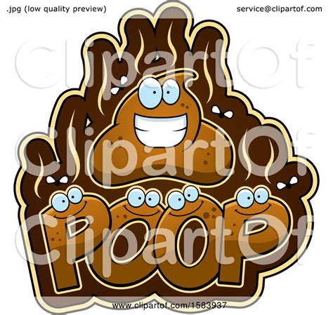 Clipart Of A Happy Stinky Pile Of Poop Character Over Text Royalty