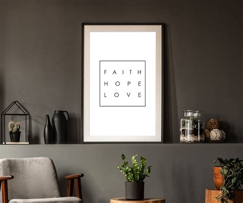 Faith Hope Love Printable Wall Art Large Typography Poster Etsy