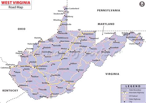 Map Of West Virginia State Map Of Usa