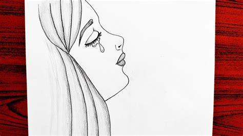 Crying Girl Drawing Step By Step Sad Sketch Drawing çok Kolay üzgün