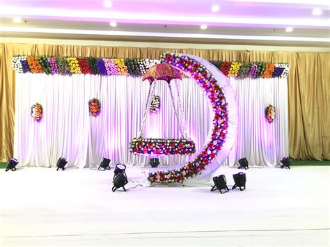 M Company Cradle Ceremony Stage Decoration At Sudharshan Convention